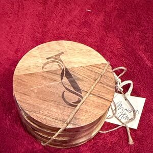 Maison Home Wooden Coasters with Monogram J